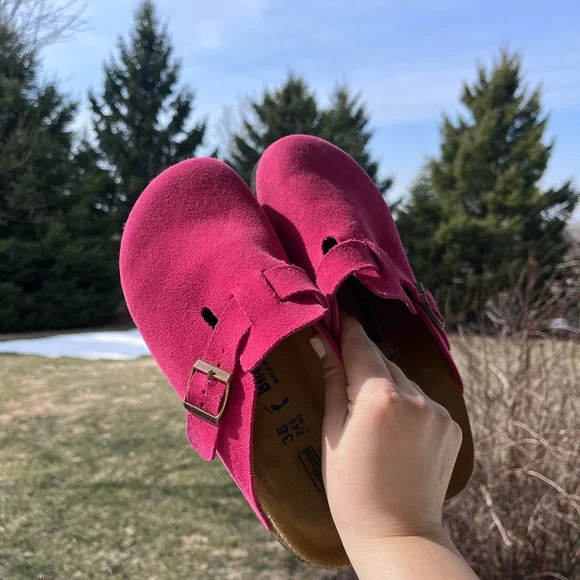 Birkenstock Boston fuchsia hot pink soft foot bed clog mules 38 7.5 shoes - Picture 9 of 11